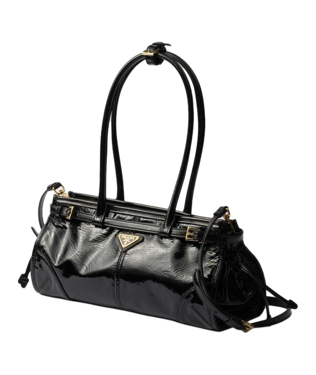 PRADA Черная сумка через плечо из лакированной кожи, фото 2