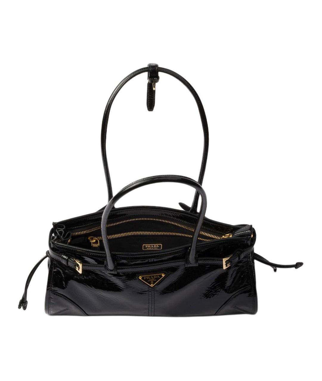 PRADA Черная сумка через плечо из лакированной кожи, фото 4