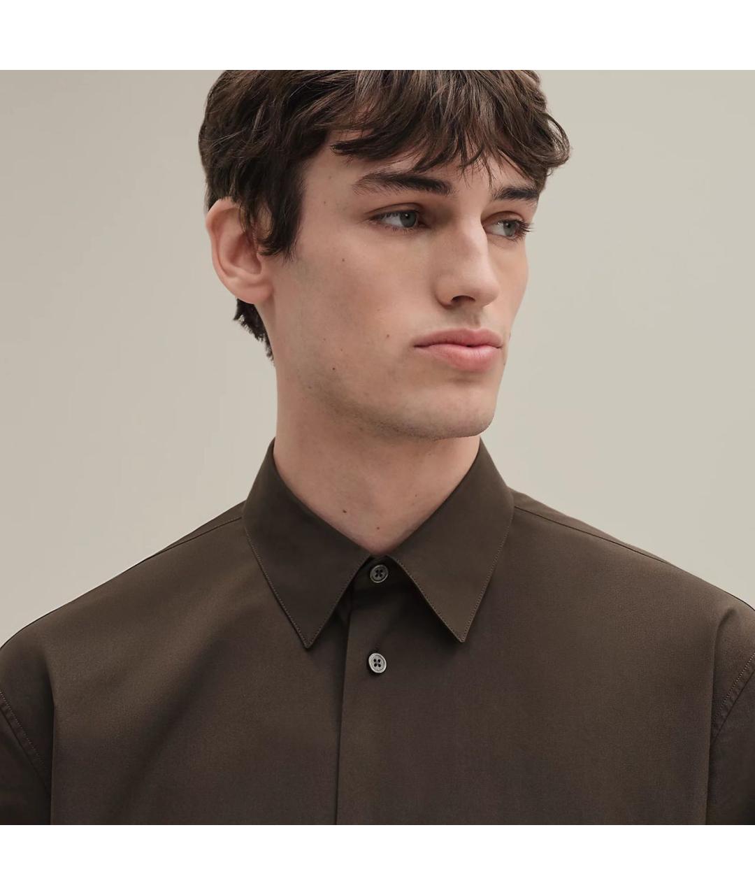 HERMES Коричневая хлопковая классическая рубашка, фото 4