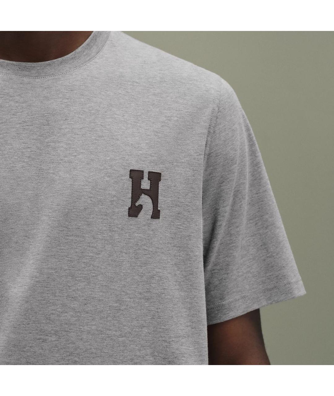 HERMES Серая хлопковая футболка, фото 4