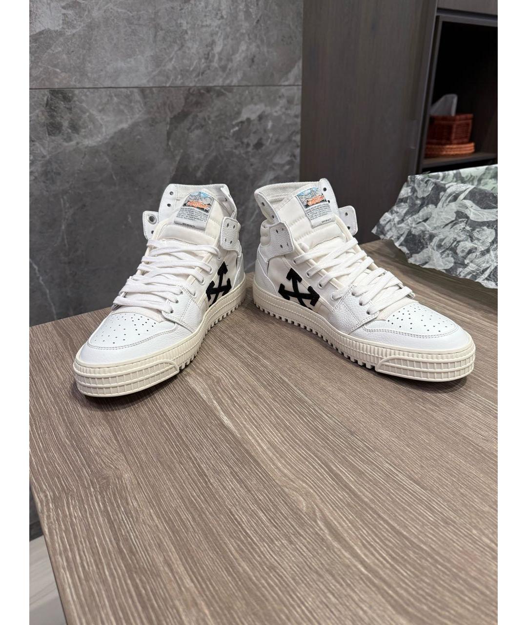 OFF-WHITE Белые текстильные высокие кроссовки / кеды, фото 6