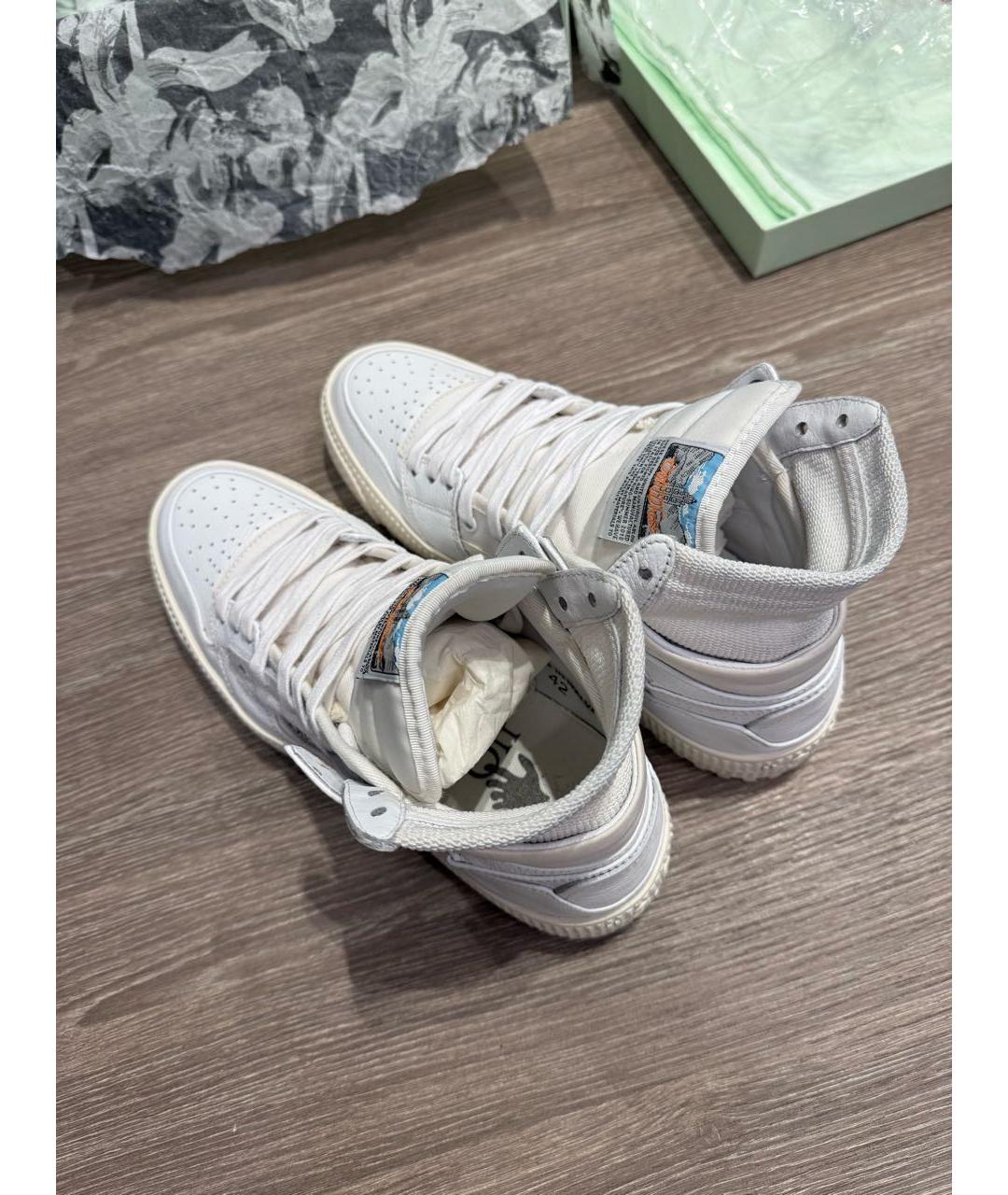 OFF-WHITE Белые текстильные высокие кроссовки / кеды, фото 3