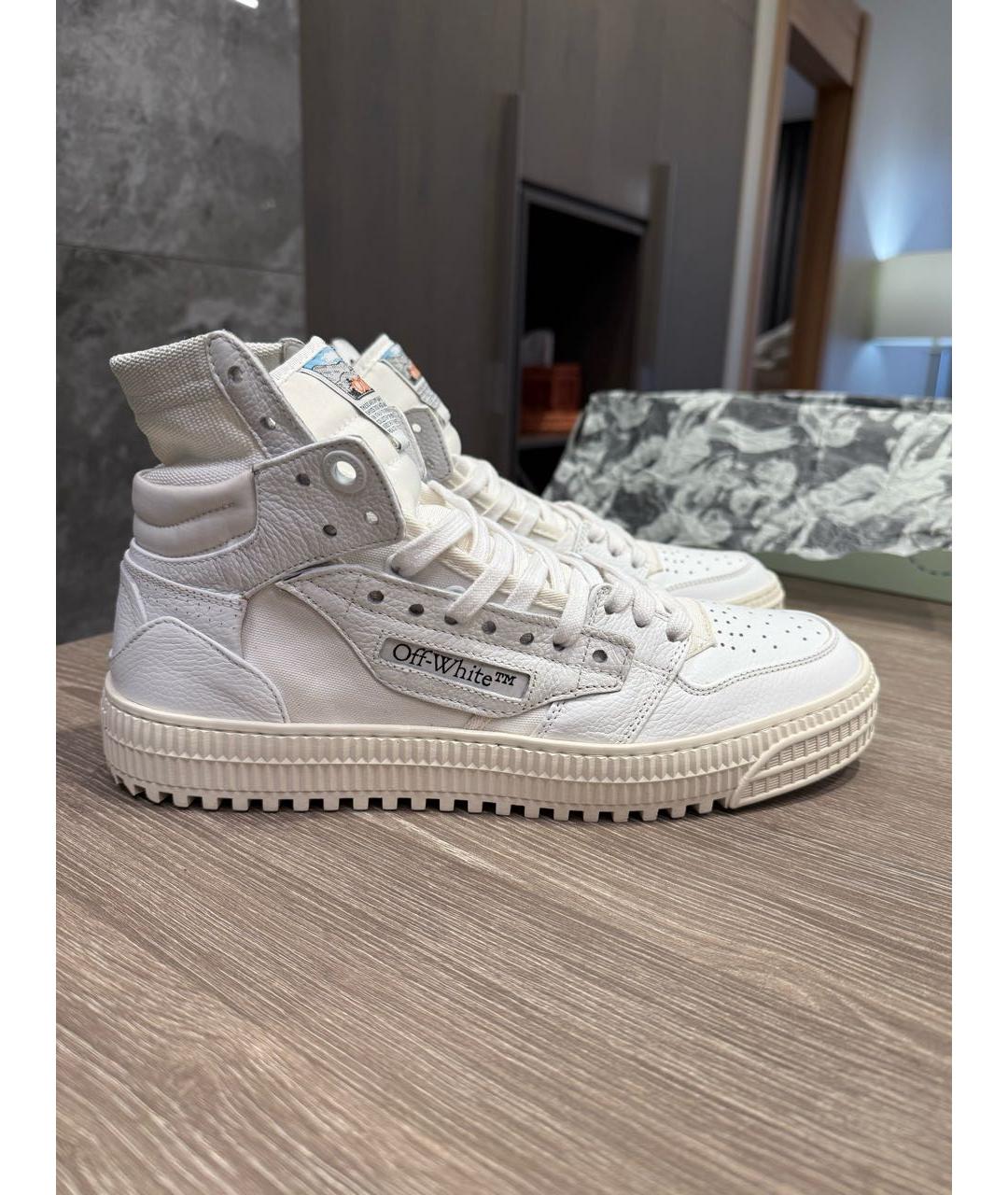 OFF-WHITE Белые текстильные высокие кроссовки / кеды, фото 9