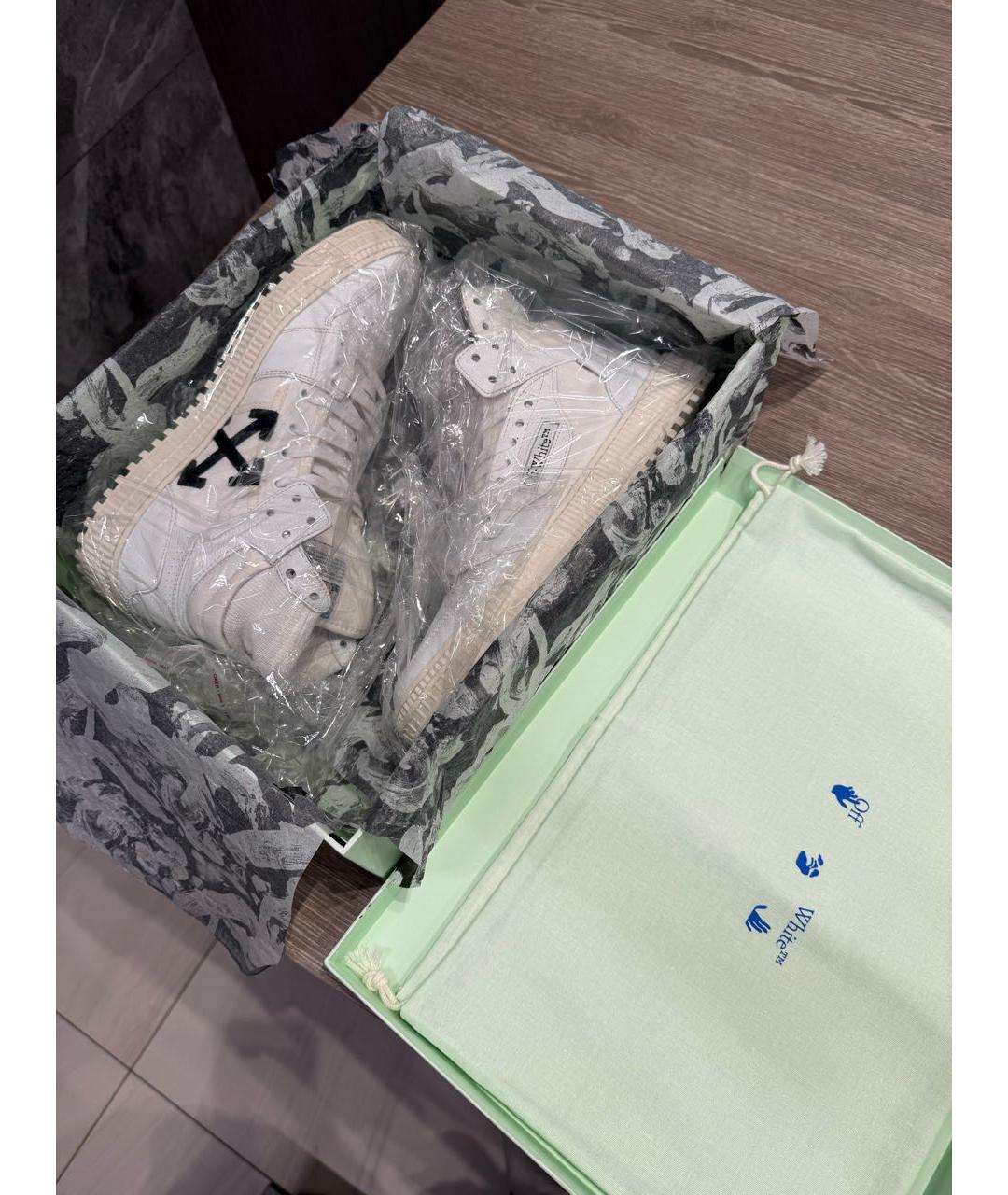 OFF-WHITE Белые текстильные высокие кроссовки / кеды, фото 8