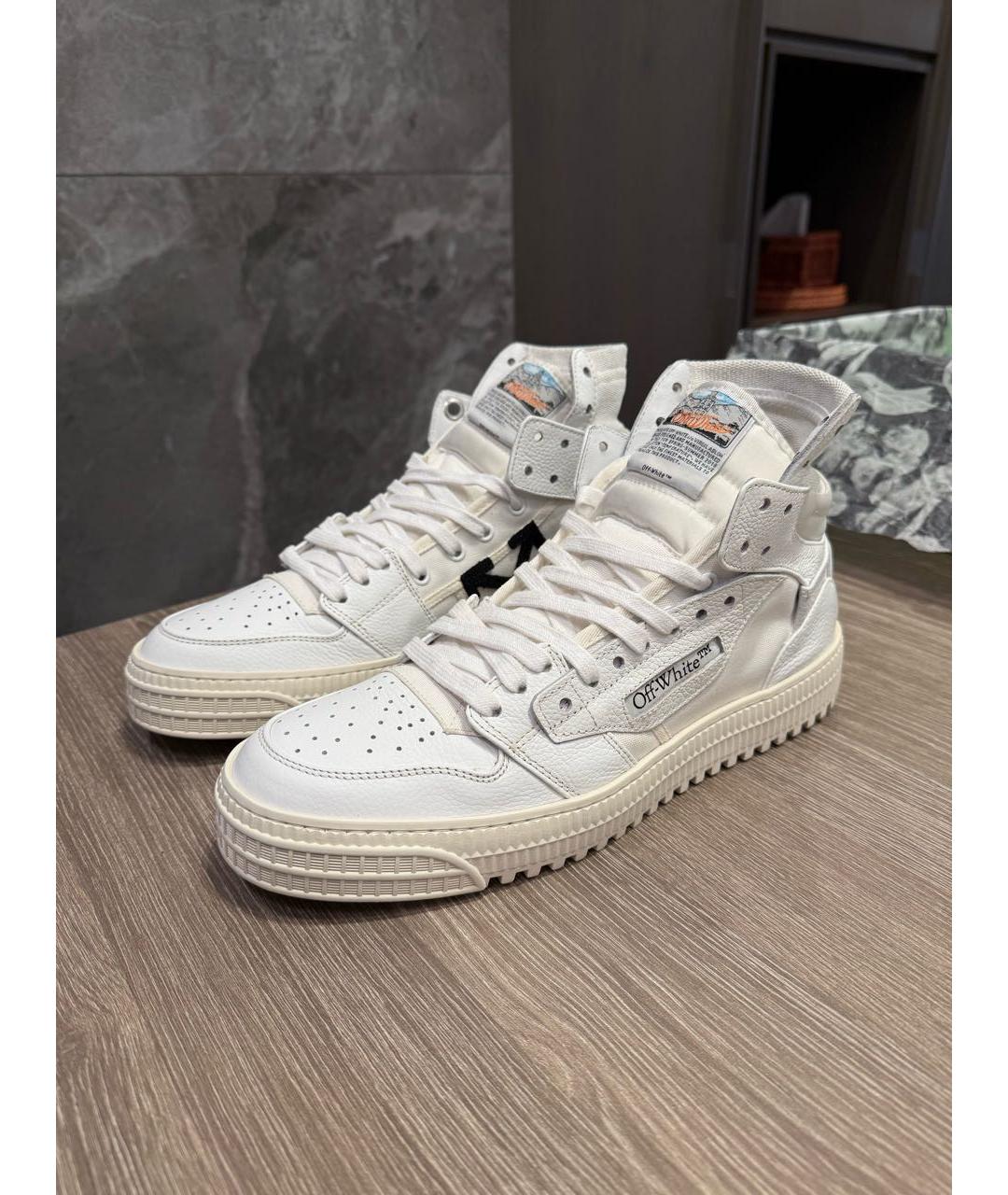 OFF-WHITE Белые текстильные высокие кроссовки / кеды, фото 7
