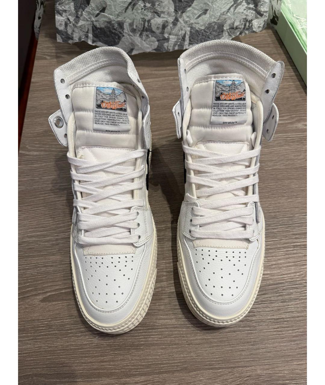 OFF-WHITE Белые текстильные высокие кроссовки / кеды, фото 2