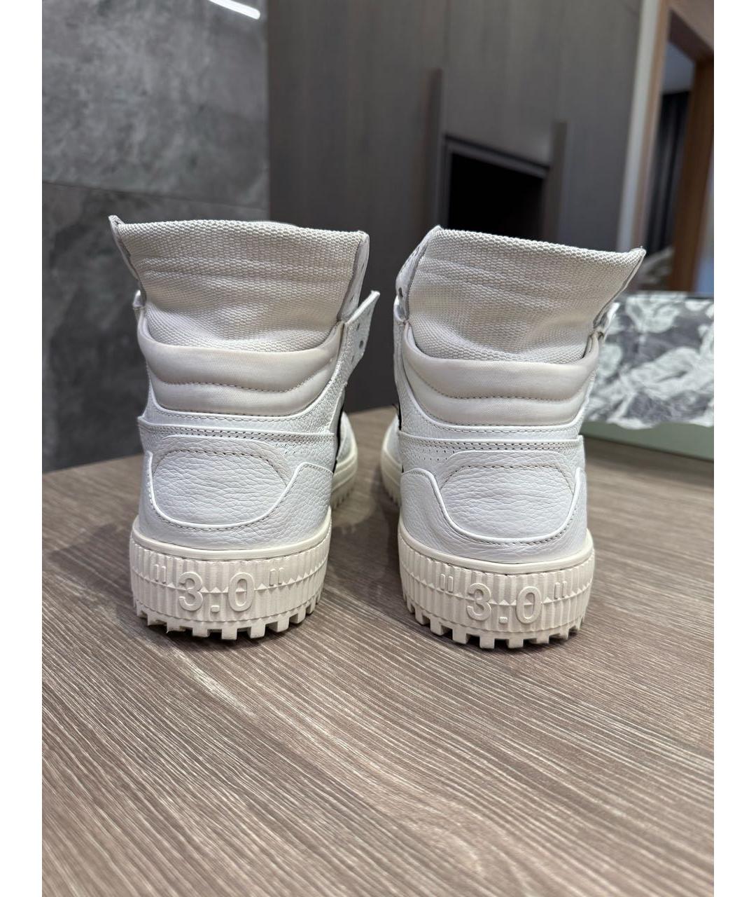 OFF-WHITE Белые текстильные высокие кроссовки / кеды, фото 4