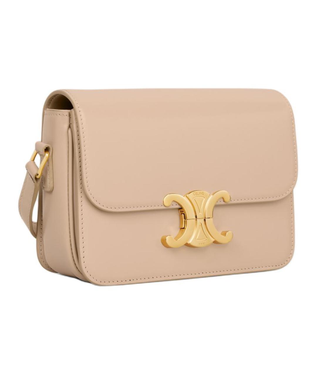 CELINE Бежевая кожаная сумка через плечо, фото 2