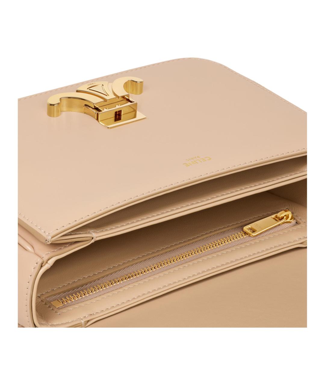 CELINE Бежевая кожаная сумка через плечо, фото 4