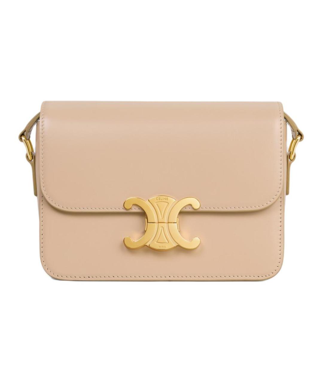 CELINE Бежевая кожаная сумка через плечо, фото 1