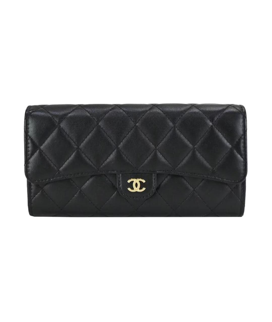 CHANEL Черный кожаный кошелек, фото 1