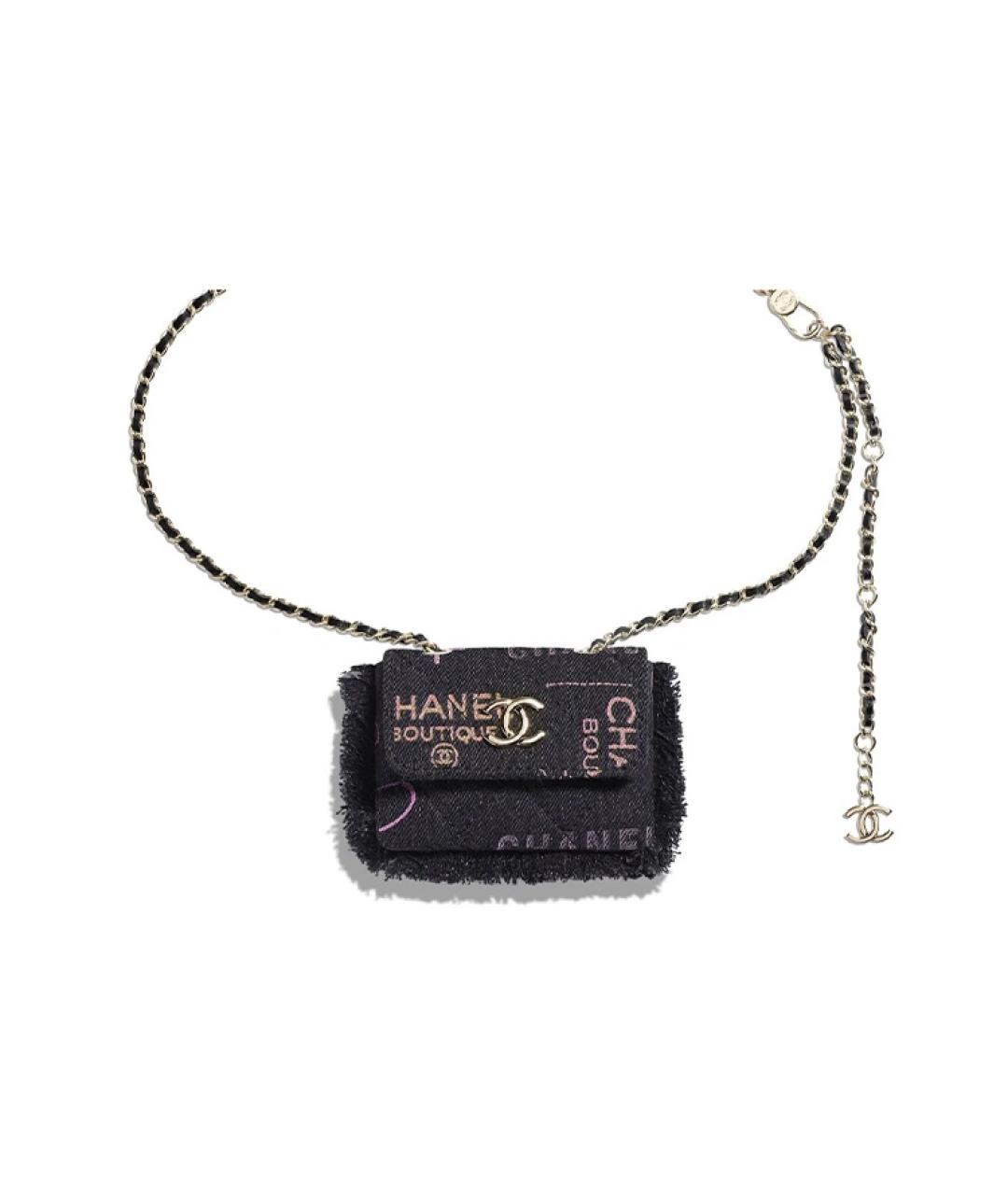 CHANEL Черная тканевая поясная сумка, фото 3