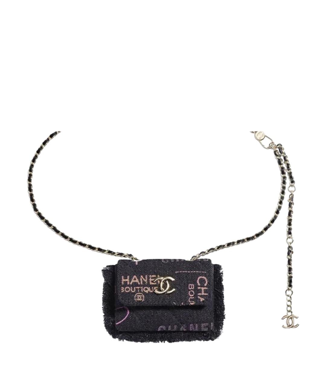CHANEL Черная тканевая поясная сумка, фото 1
