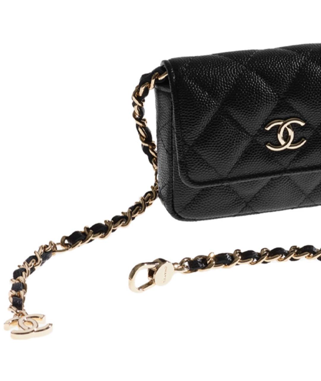 CHANEL Черная кожаная поясная сумка, фото 4