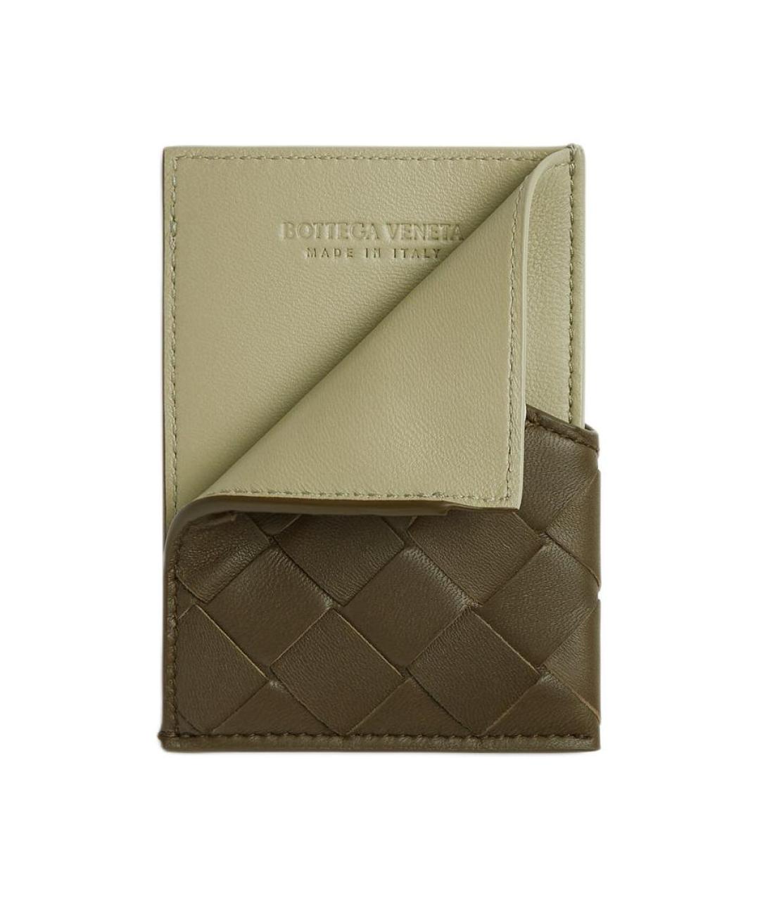 BOTTEGA VENETA Хаки кожаный кардхолдер, фото 2