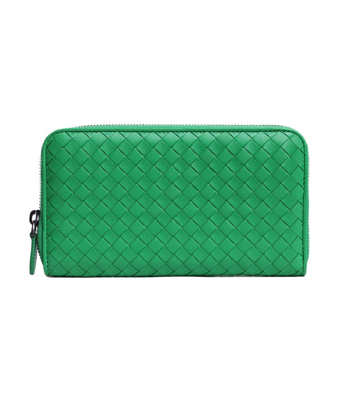 BOTTEGA VENETA Зеленый кожаный кошелек, фото 1