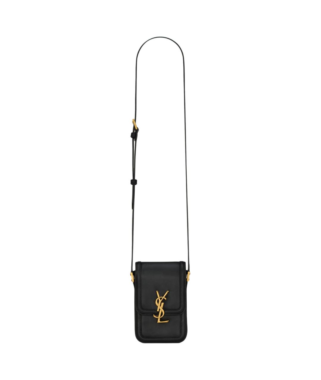 SAINT LAURENT Черная кожаная сумка на плечо, фото 2