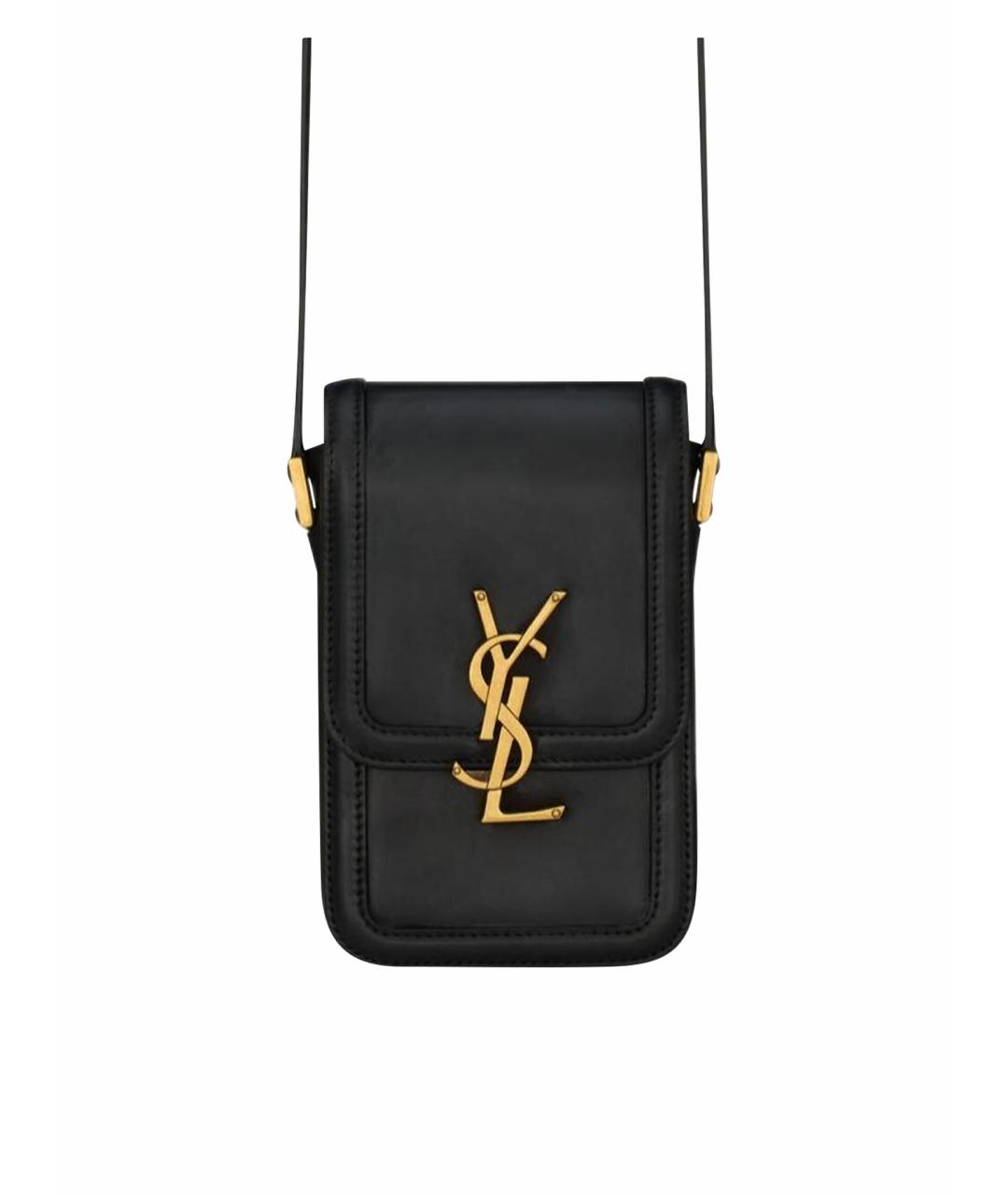 SAINT LAURENT Черная кожаная сумка на плечо, фото 1