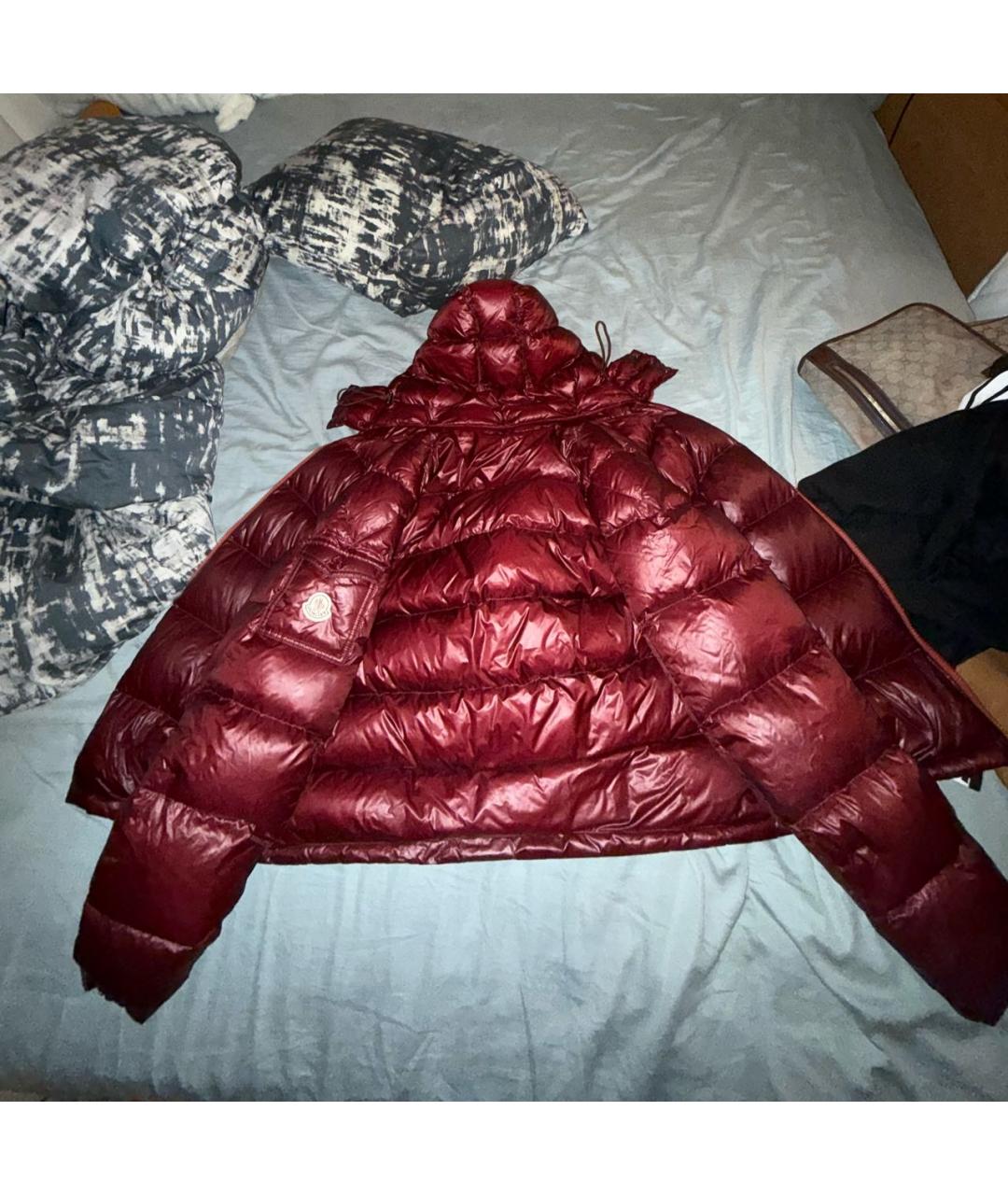 MONCLER Бордовый пуховик, фото 2