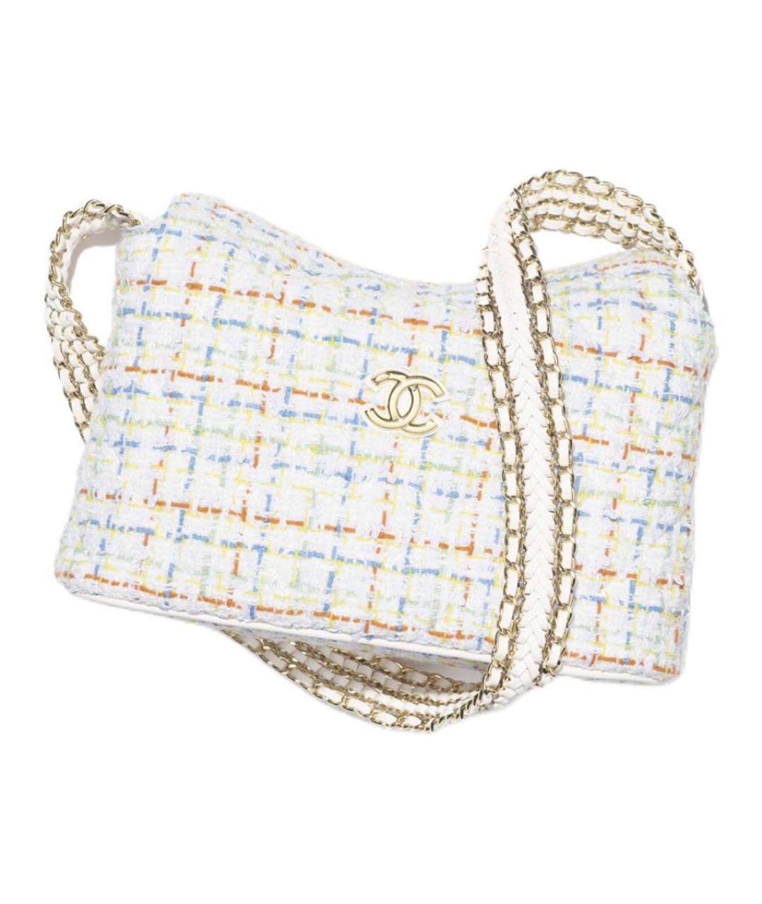 CHANEL Белая тканевая сумка через плечо, фото 5