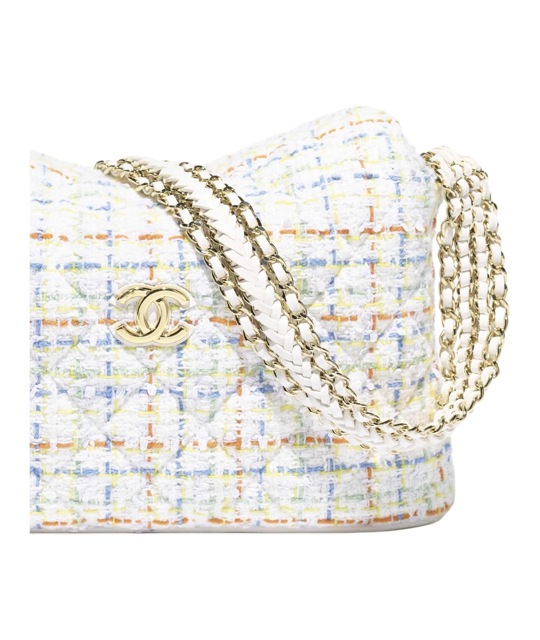 CHANEL Белая тканевая сумка через плечо, фото 4