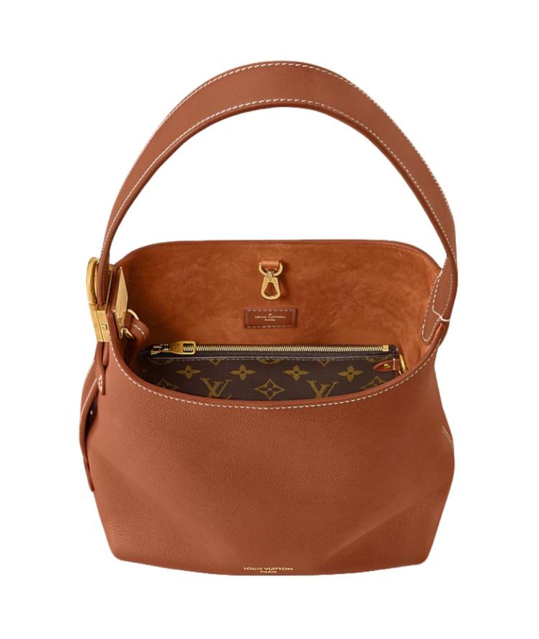 LOUIS VUITTON Коричневая кожаная сумка через плечо, фото 4