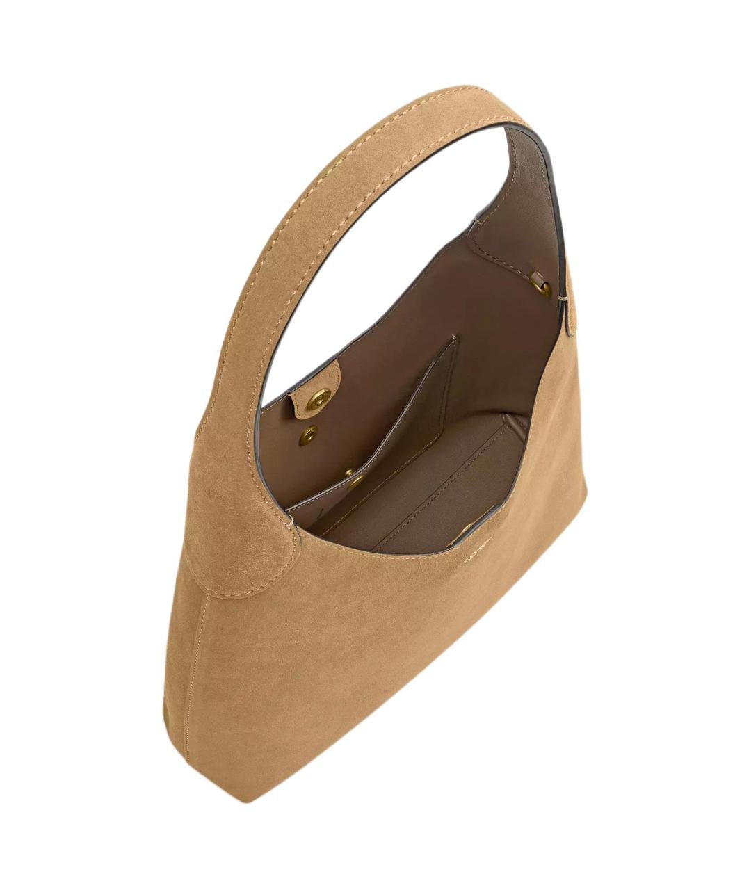 COACH Бежевая замшевая сумка через плечо, фото 4