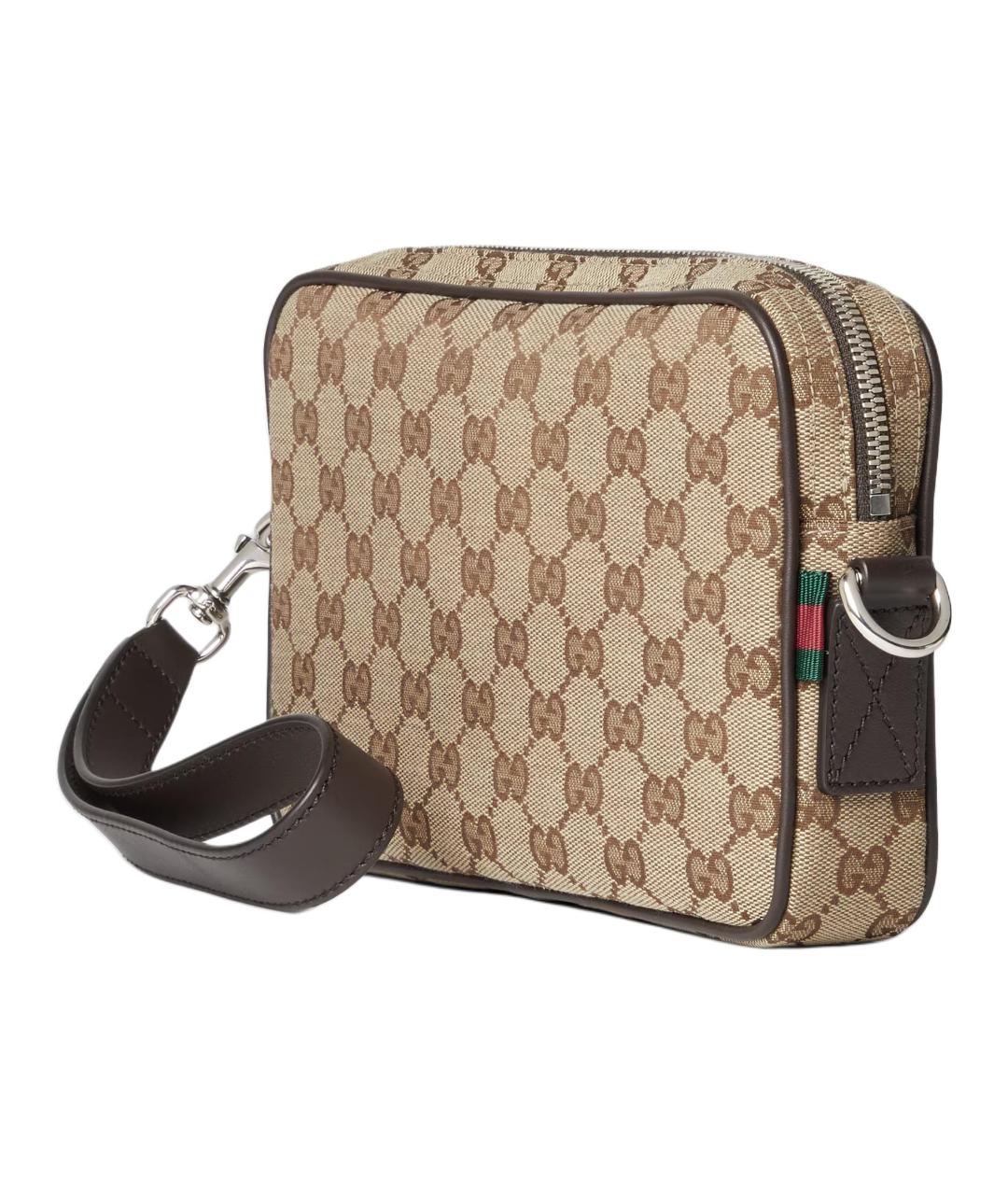 GUCCI Бежевая сумка на плечо из канвы, фото 3