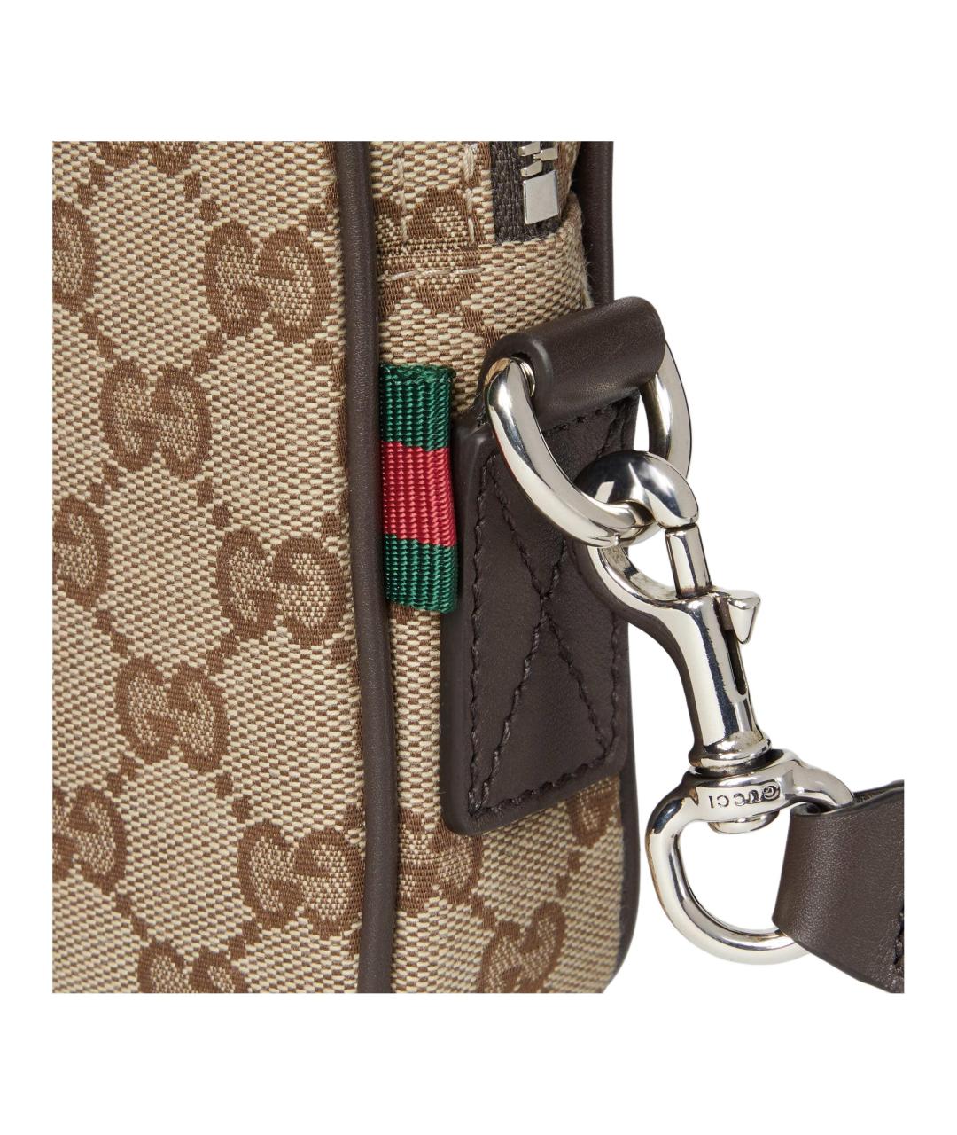 GUCCI Бежевая сумка на плечо из канвы, фото 7