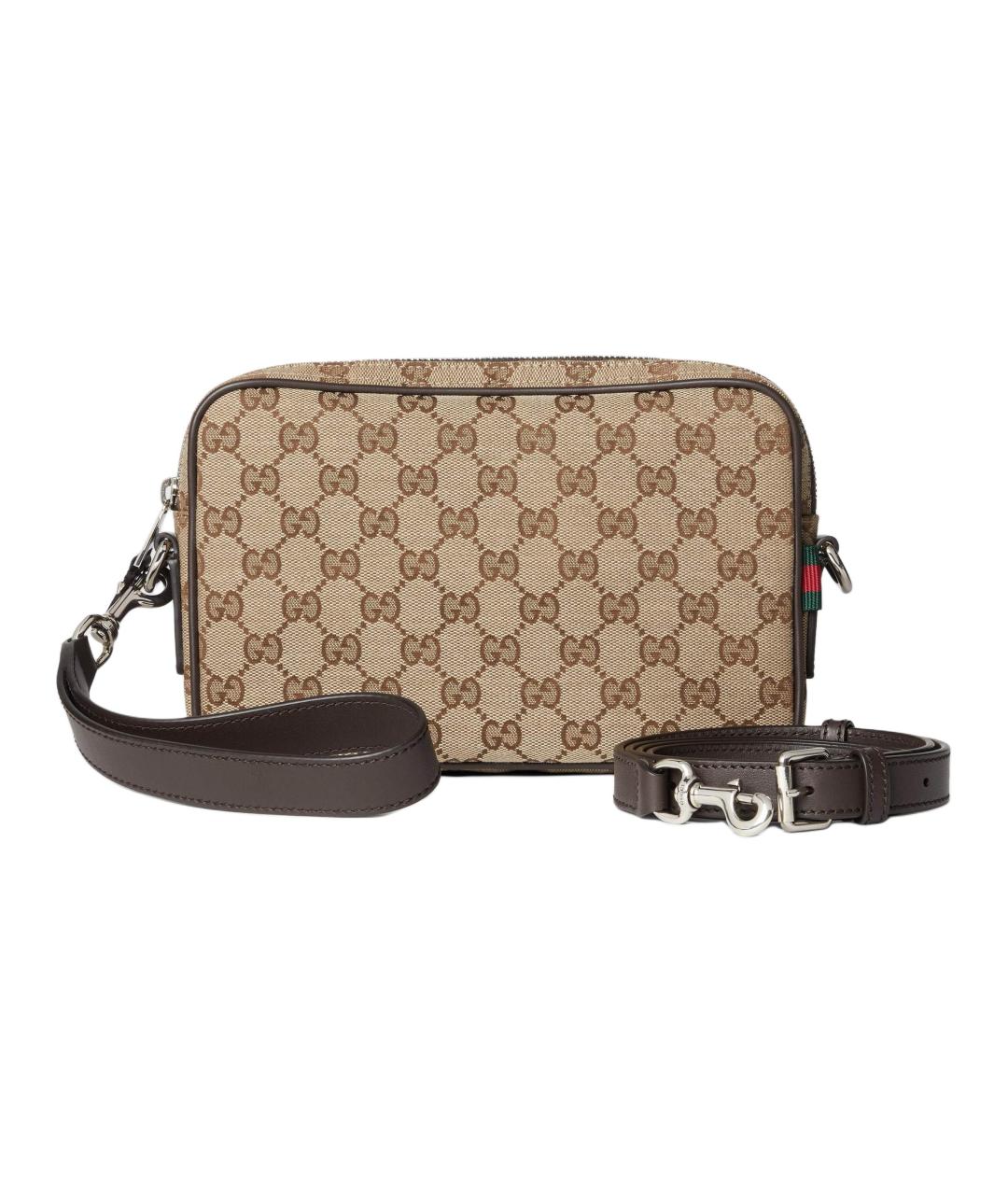 GUCCI Бежевая сумка на плечо из канвы, фото 2