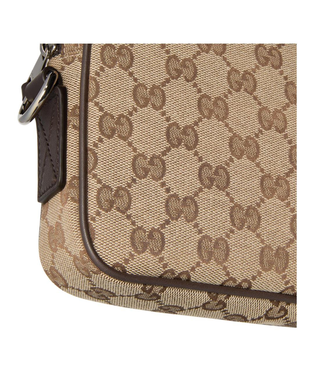 GUCCI Бежевая сумка на плечо из канвы, фото 8