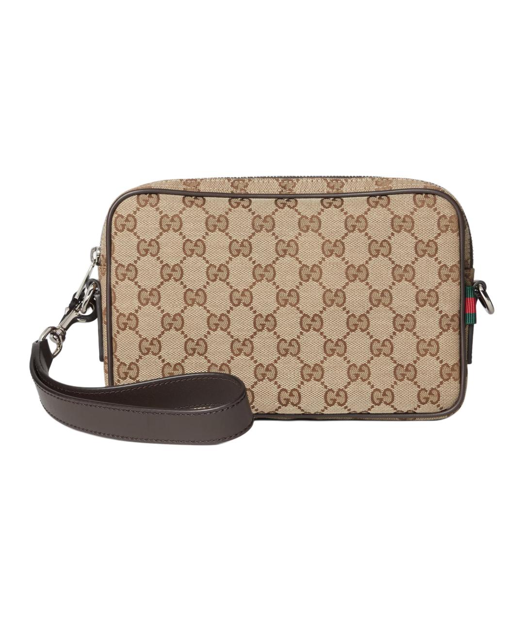 GUCCI Бежевая сумка на плечо из канвы, фото 1