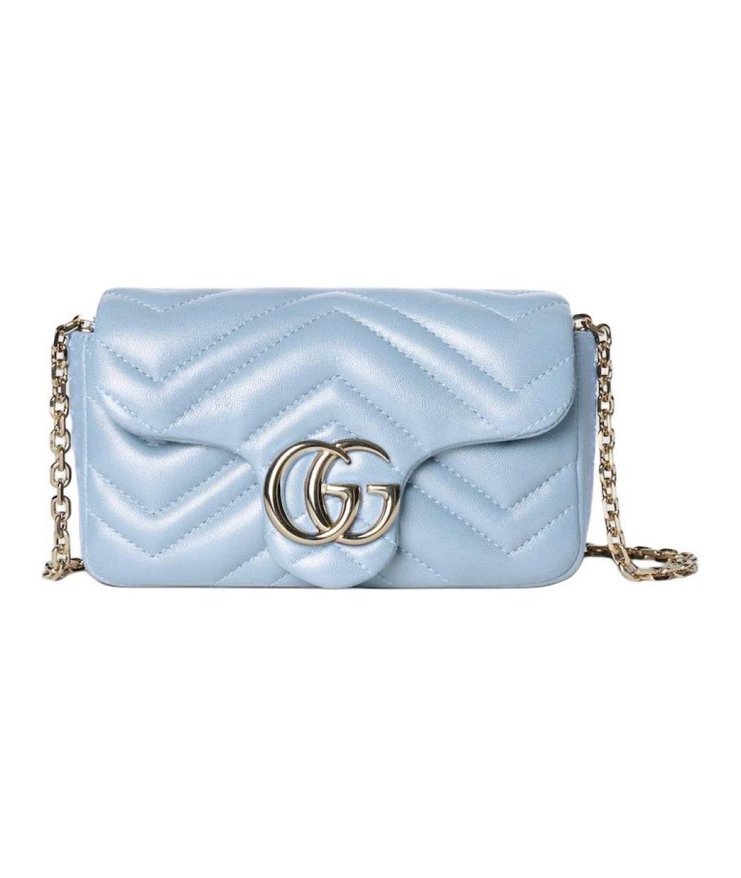 GUCCI Голубая кожаная сумка через плечо, фото 1