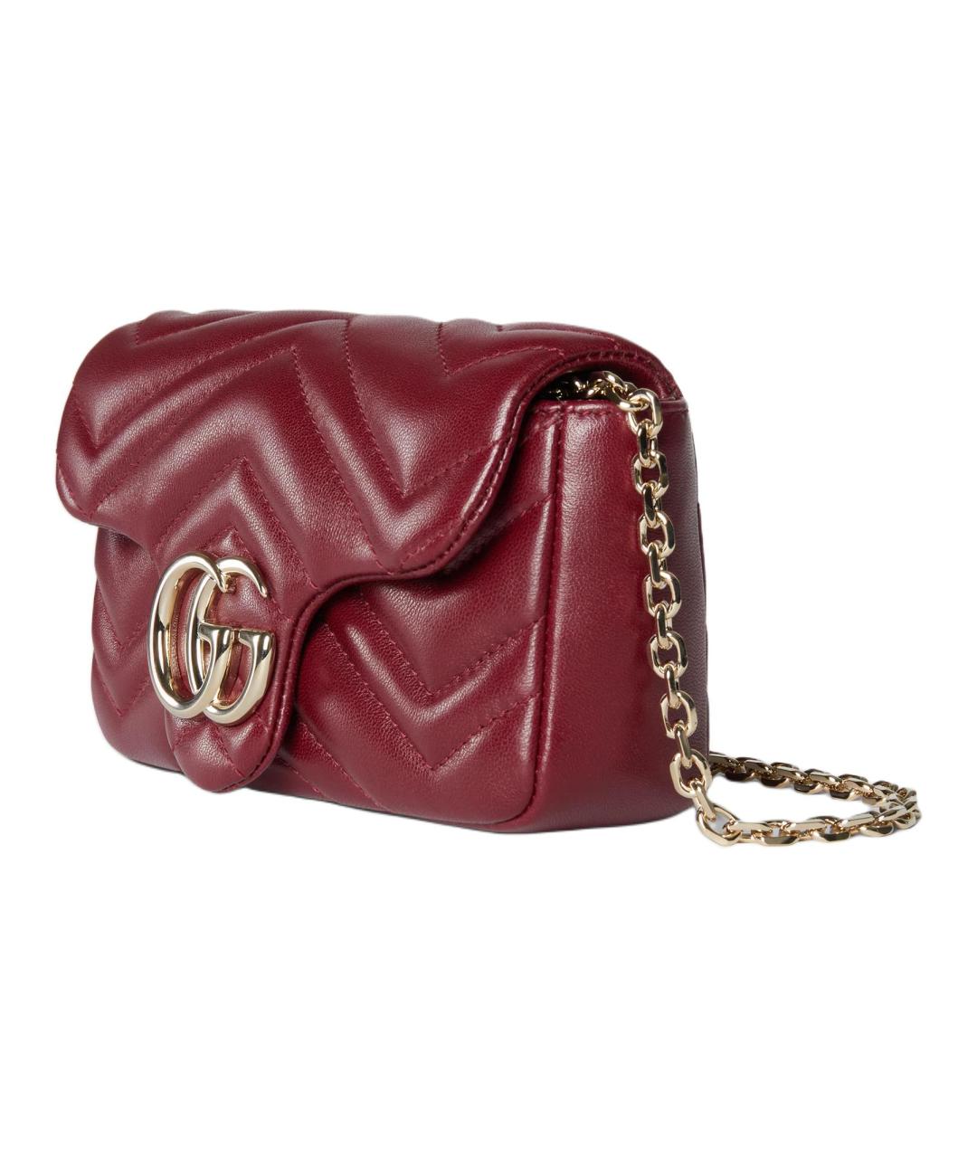 GUCCI Бордовая кожаная сумка через плечо, фото 2