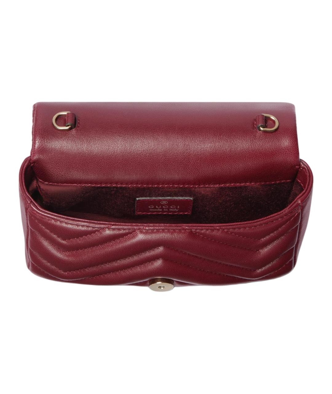 GUCCI Бордовая кожаная сумка через плечо, фото 5