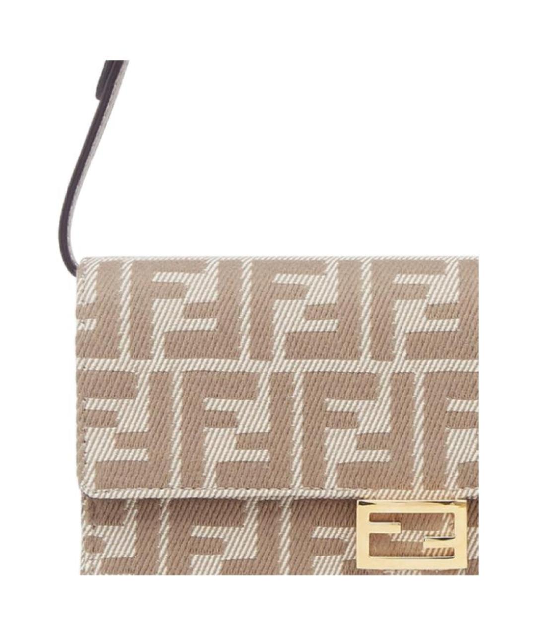 FENDI Бежевая хлопковая сумка через плечо, фото 5