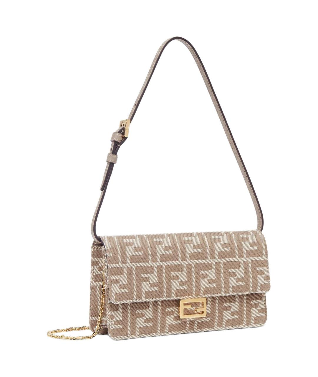 FENDI Бежевая хлопковая сумка через плечо, фото 2