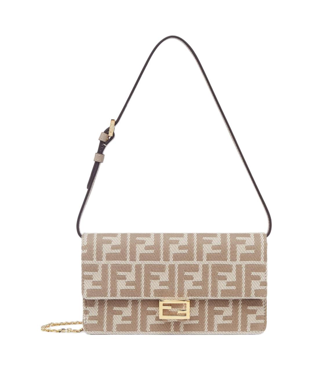 FENDI Бежевая хлопковая сумка через плечо, фото 1