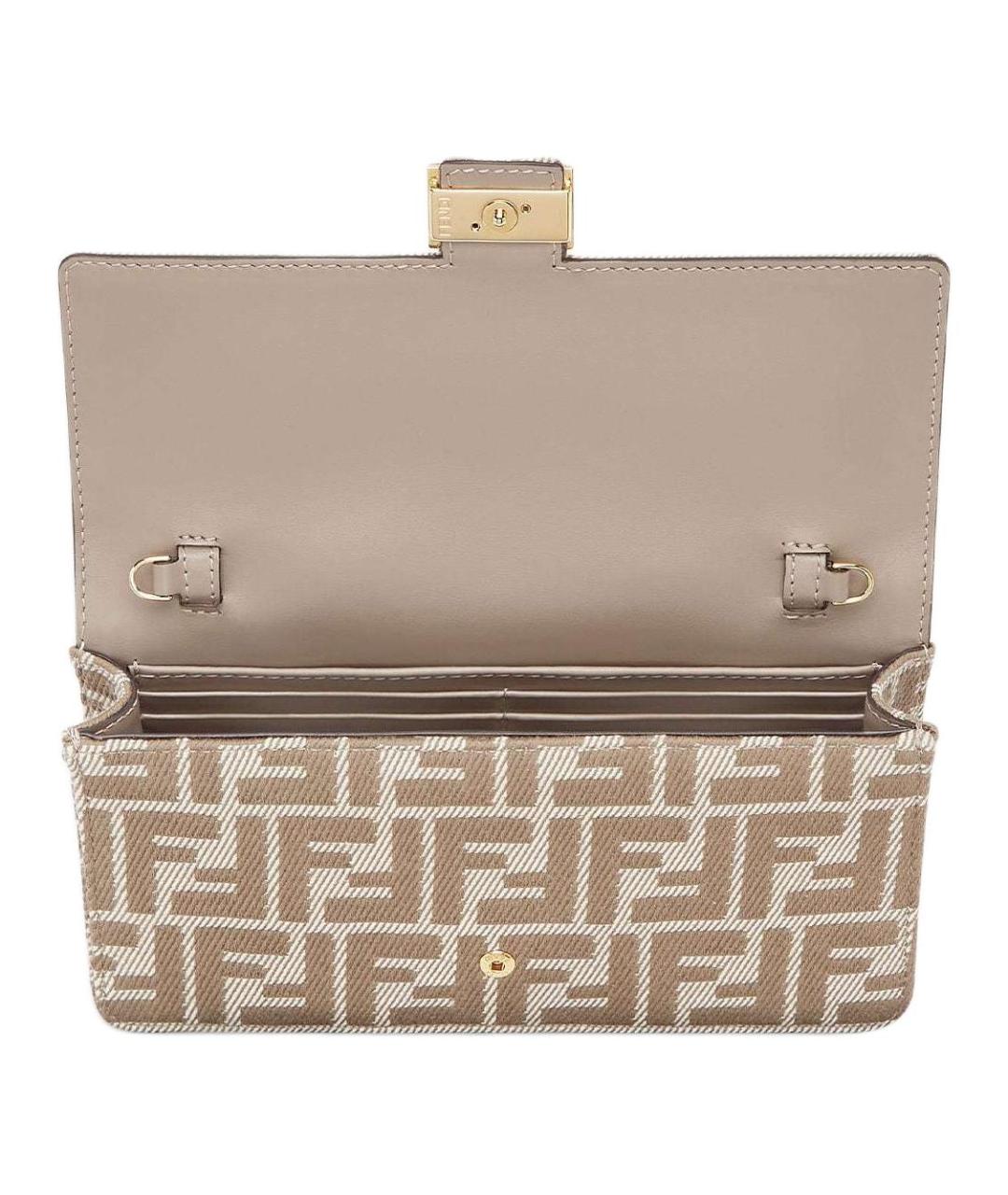 FENDI Бежевая хлопковая сумка через плечо, фото 4