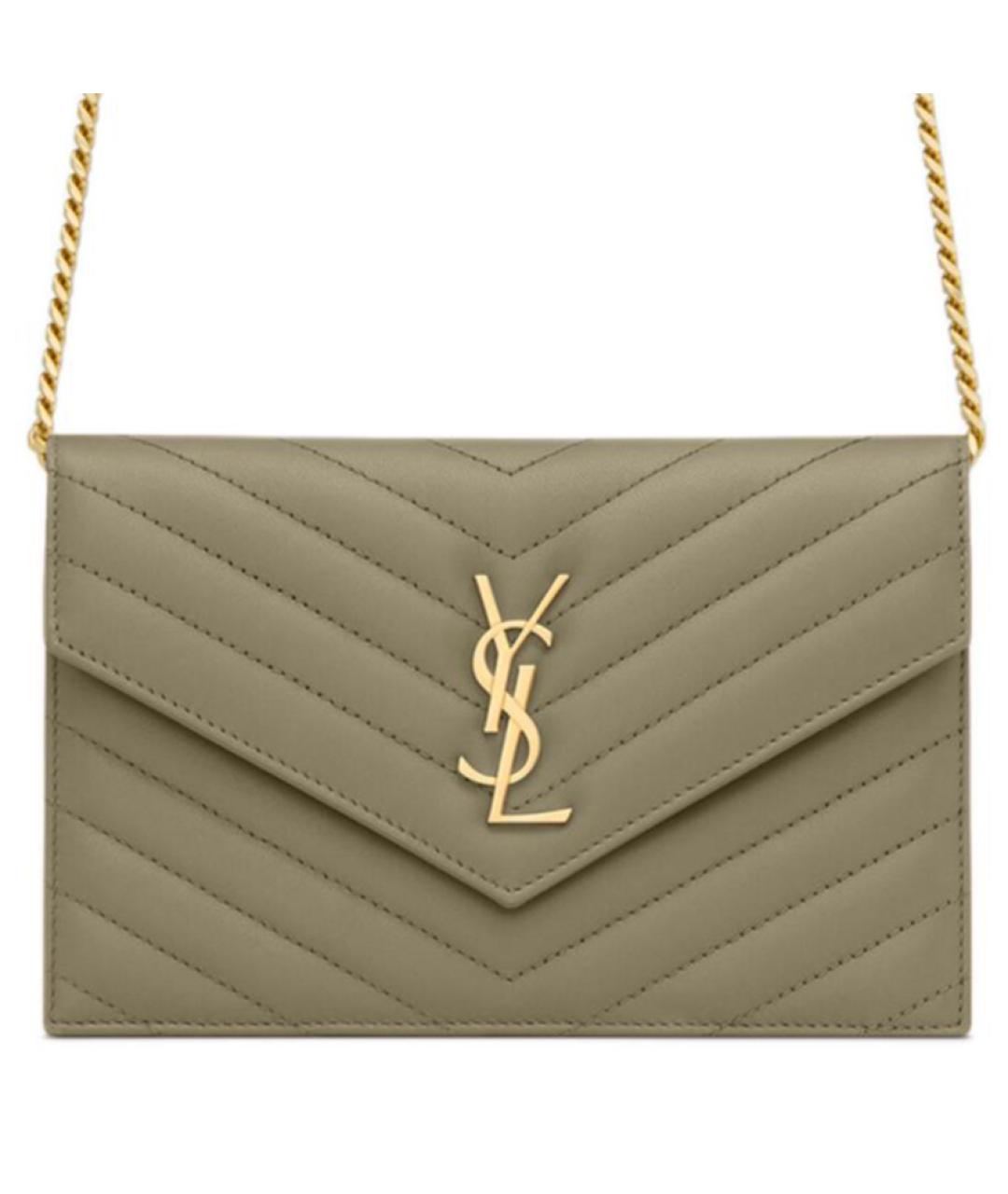 SAINT LAURENT Зеленая кожаная сумка через плечо, фото 6
