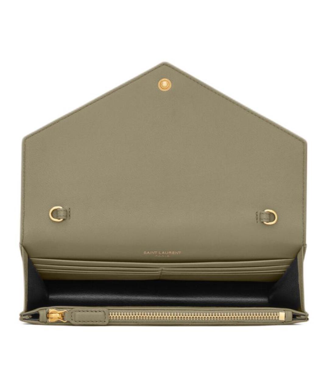 SAINT LAURENT Зеленая кожаная сумка через плечо, фото 5