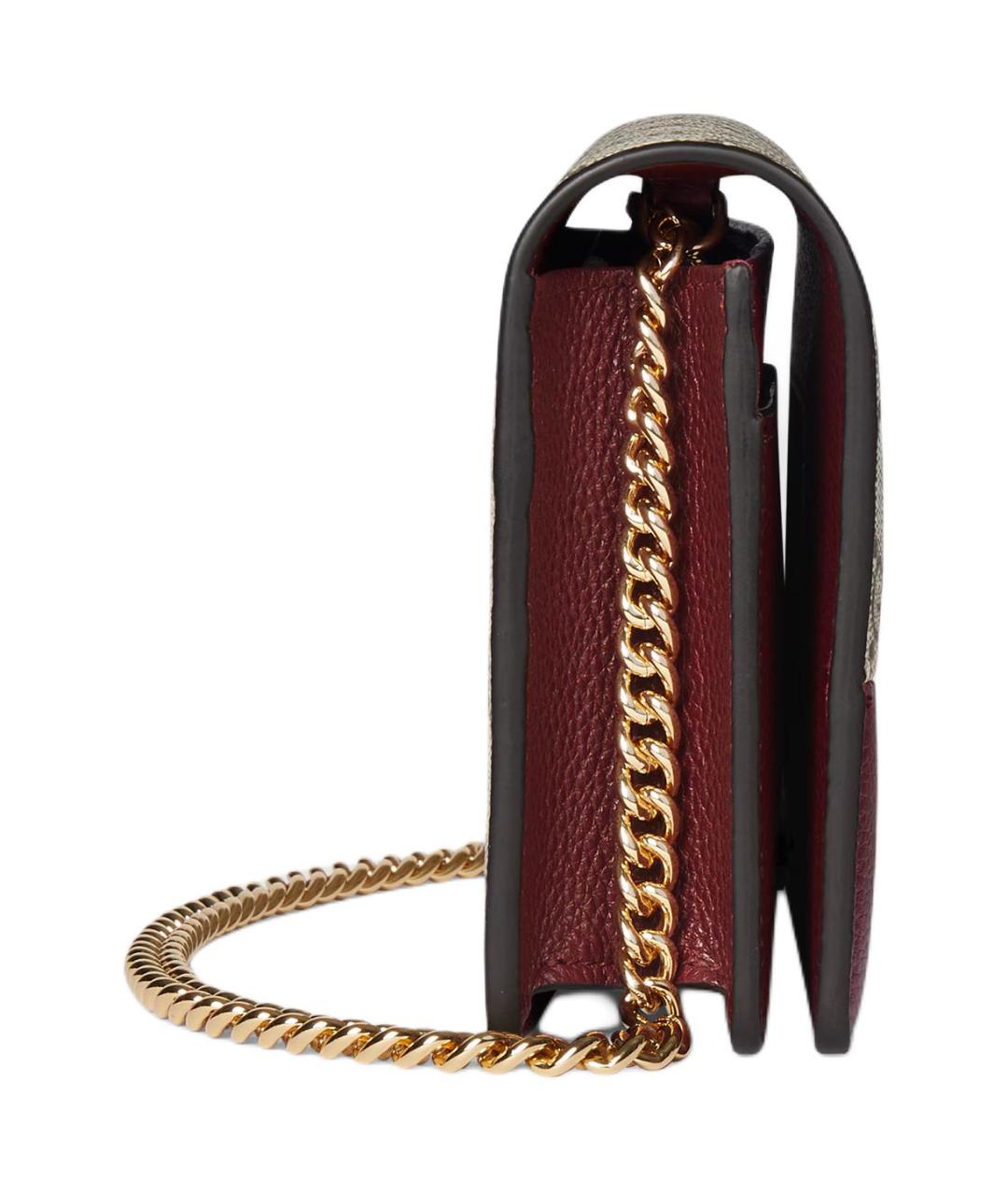GUCCI Бордовая кожаная сумка через плечо, фото 3