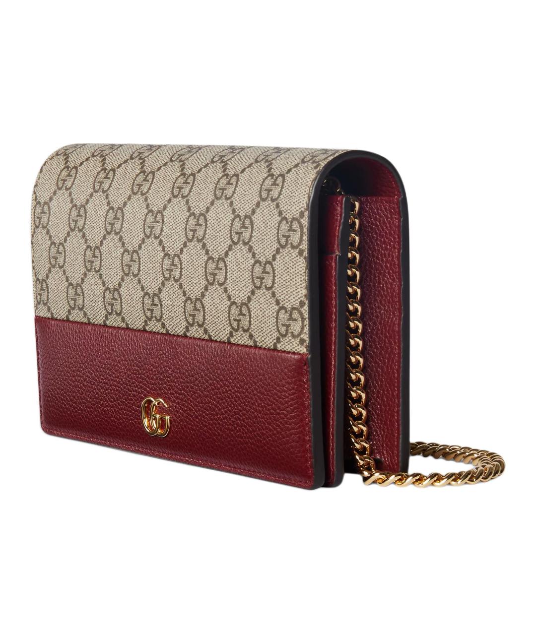 GUCCI Бордовая кожаная сумка через плечо, фото 2