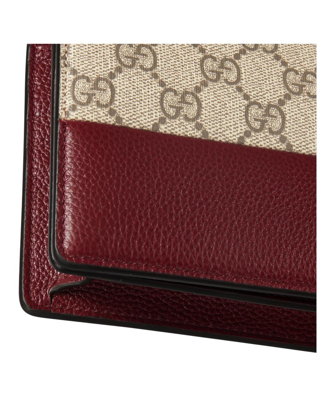 GUCCI Бордовая кожаная сумка через плечо, фото 7