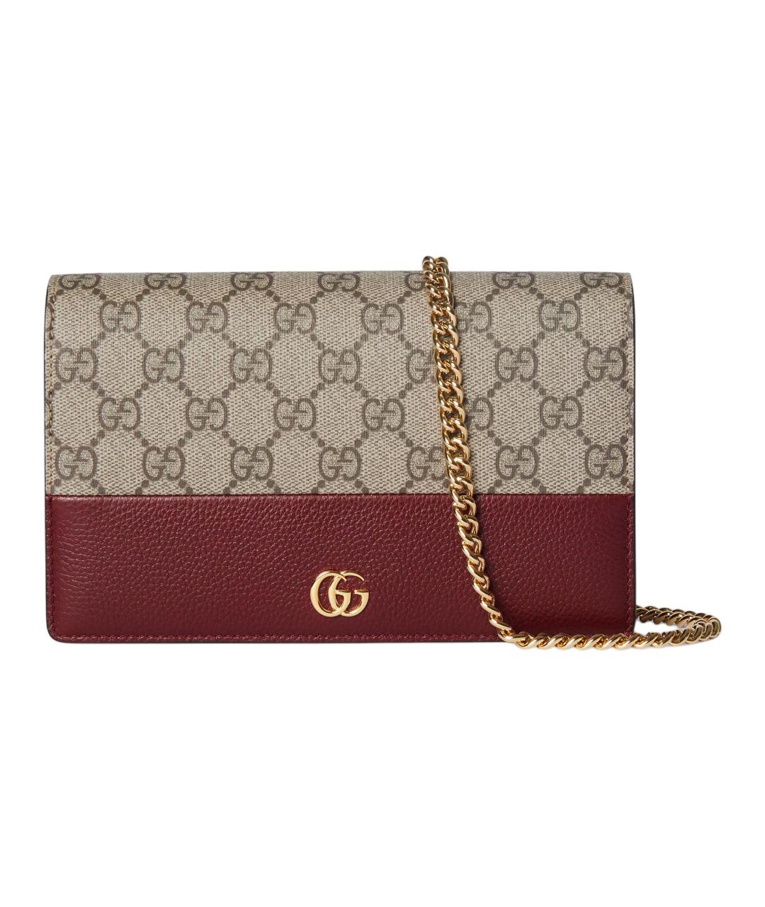 GUCCI Бордовая кожаная сумка через плечо, фото 1
