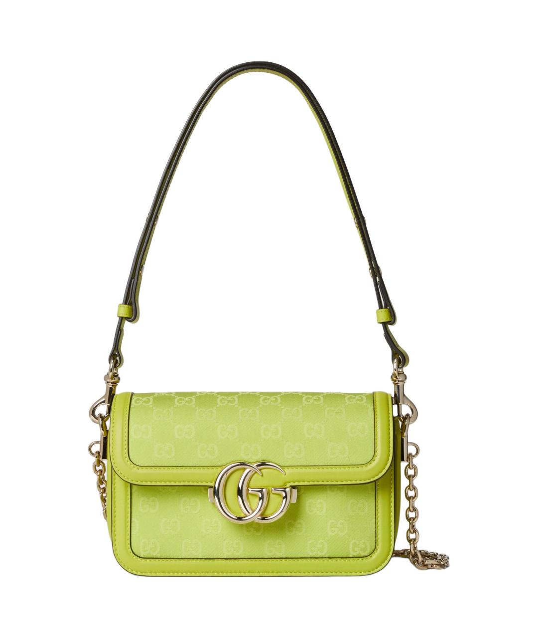 GUCCI Салатовая хлопковая сумка через плечо, фото 2