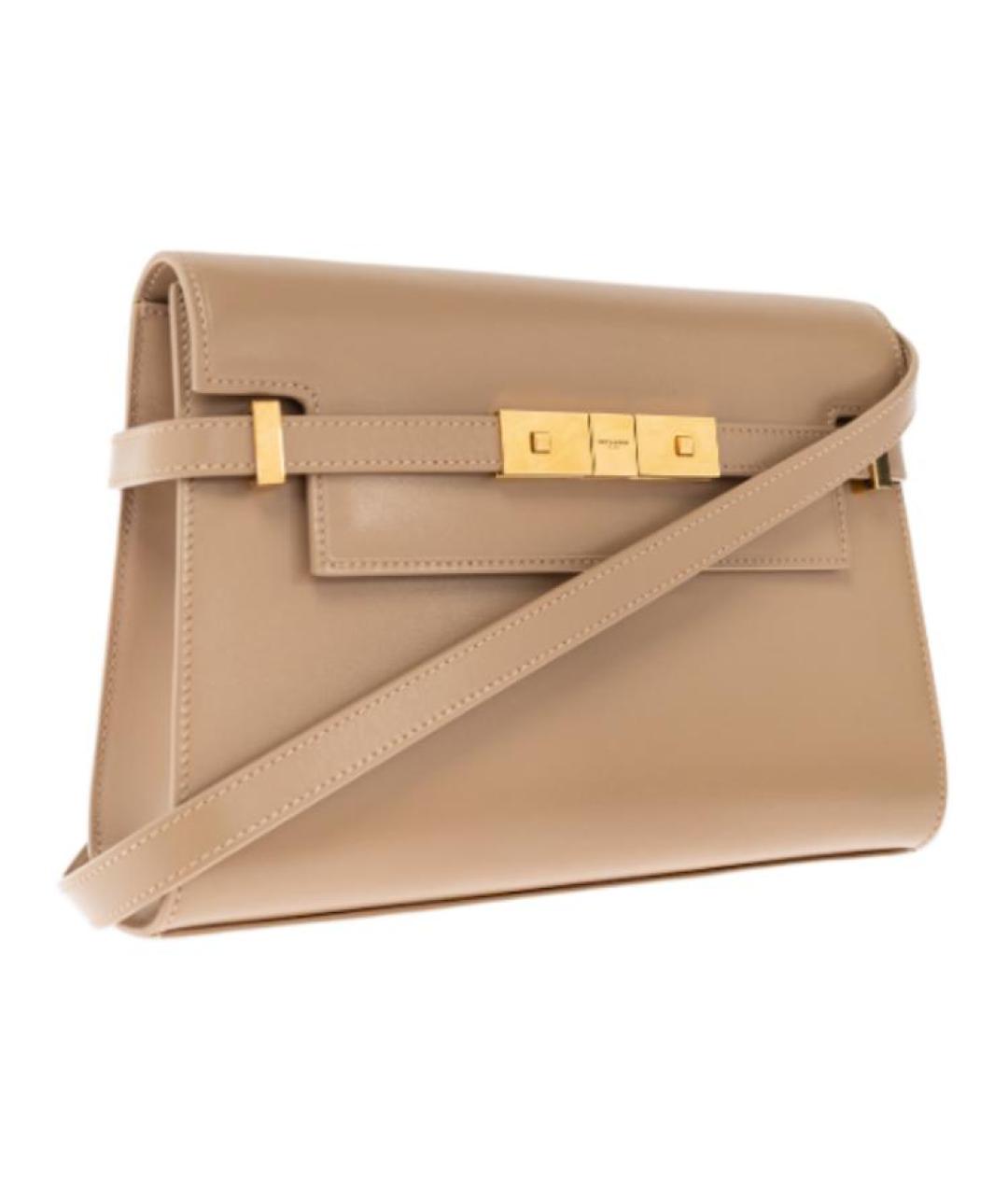 SAINT LAURENT Бежевая кожаная сумка через плечо, фото 2