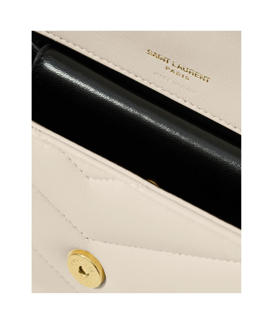 SAINT LAURENT Белая кожаная сумка через плечо, фото 7