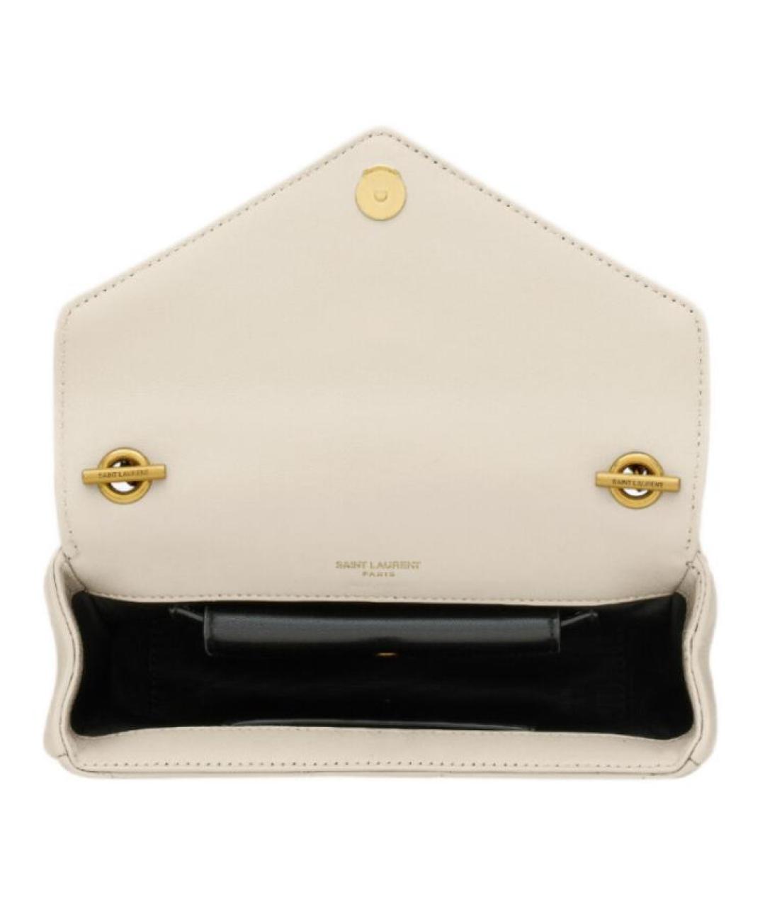 SAINT LAURENT Белая кожаная сумка через плечо, фото 6