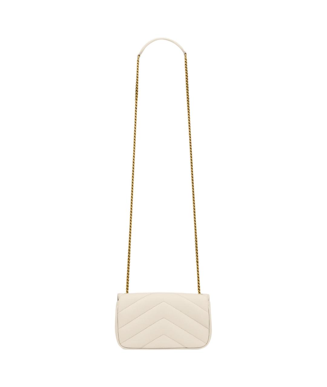 SAINT LAURENT Белая кожаная сумка через плечо, фото 4